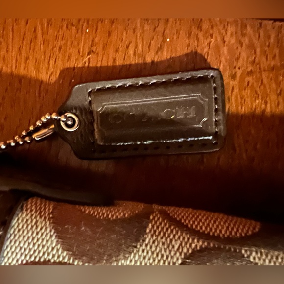 Coach Brown/Khaki Signature Stripe Swingpack Crossbody Bag Purse - Picture 4 of 5